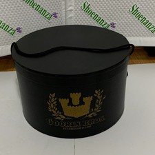 Vintage Goorin Bros Cardboard Hat Box Strap Storage Container Black Gold Logo
