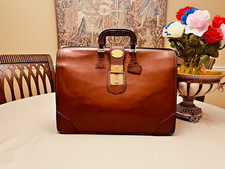 SCHLESINGER BROTHERS Tan Heavy Leather Briefcase / Lawyer Bag - Made in USA