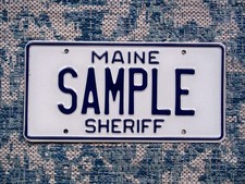 Maine Sheriff Sample License Plate Police Older Base Mint 0501