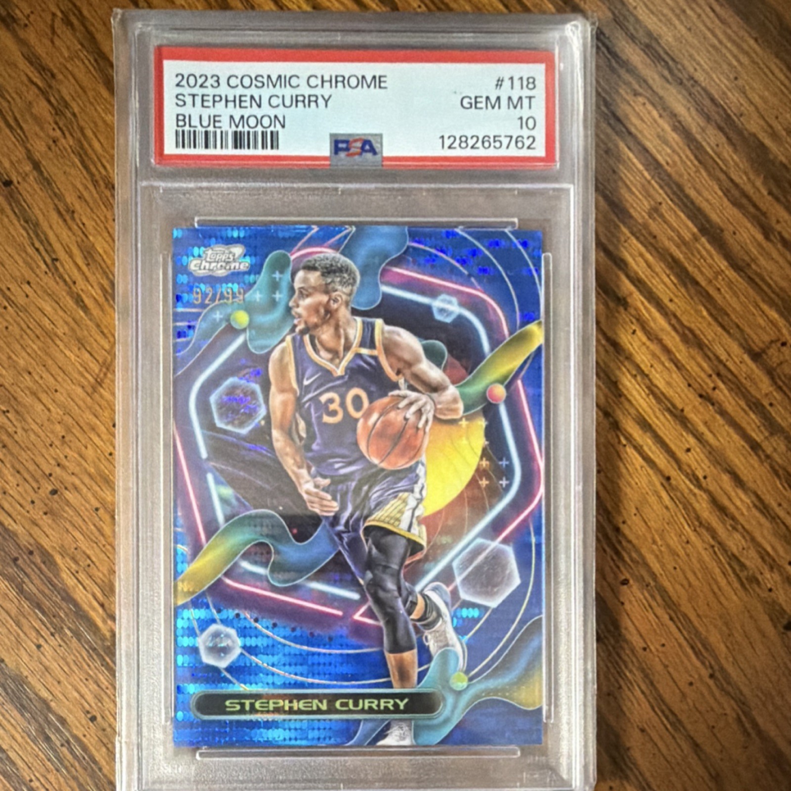 Topps 2023 Cosmic Chrome Stephen Curry #118 Blue Moon Refractor /99 PSA 10