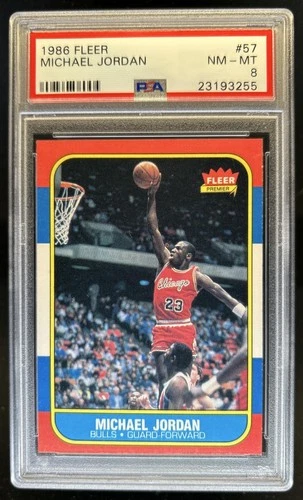 1986-87 Fleer Michael Jordan Rookie RC #57 Bulls PSA 8