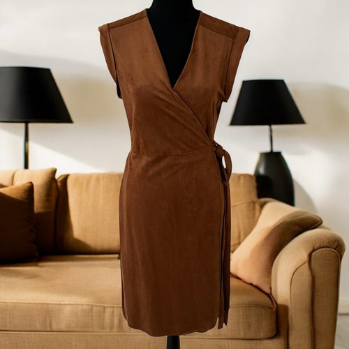Banana Republic Women’s Brown Faux Suede Sleeveless Wrap Dress Size 8 Petite NWT