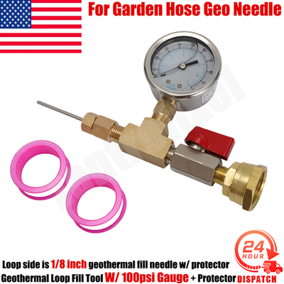 #ad Geothermal Loop Fill Tool For Garden Hose Geo Needle W 100psi Gauge amp; Protector $54.99