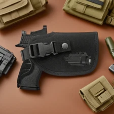 Tactical Compact OWB Gun Holster f/ Pistols with Flashlight or Optic/Light/Laser