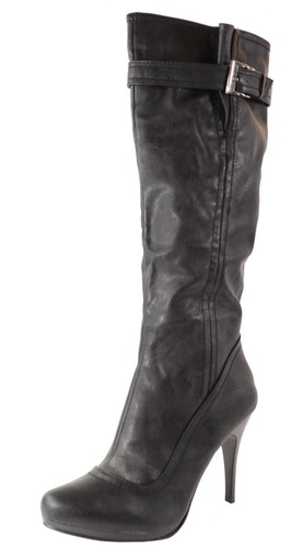 New women's shoes high shaft knee high 2 styles boot side zipper black winter - Picture 2 of 12