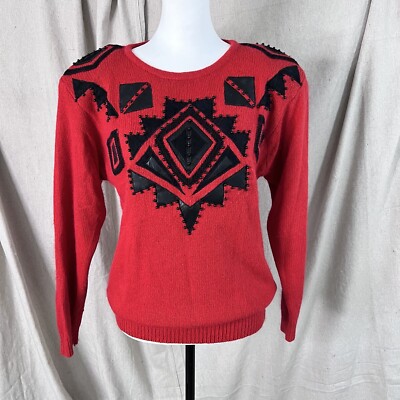 Vintage I.B. Diffusion Silk/Angora/Lambswool Black Beaded Sweater Size S