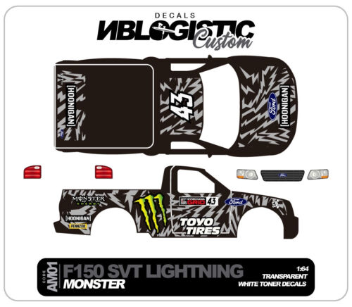 '99 Ford F-150 SVT Lightning Custom WaterSlide Decal for hot wheels 1/64 01