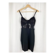 Fashion Nova Bodycon Black Dress Mesh See-through Size Small S Juniors