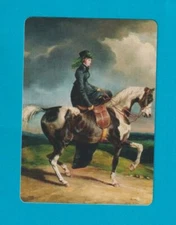 Beautiful Edwardian  Lady  on a Pinto Horse  -- Modern Wide Linen Swap P/Card