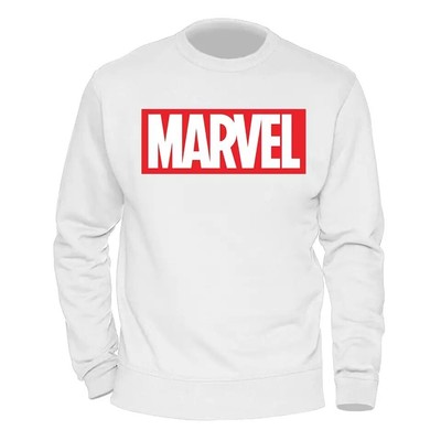 FELPA GIROCOLLO Cotone S M L Xl Xxl Bianca Marvel Eroi Supereroi | eBay