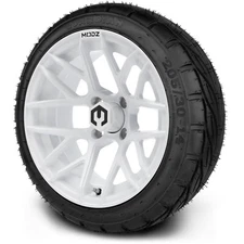 MODZ 14" Matrix White Golf Cart Wheels and MODZ Guardian Tires 205/30-14