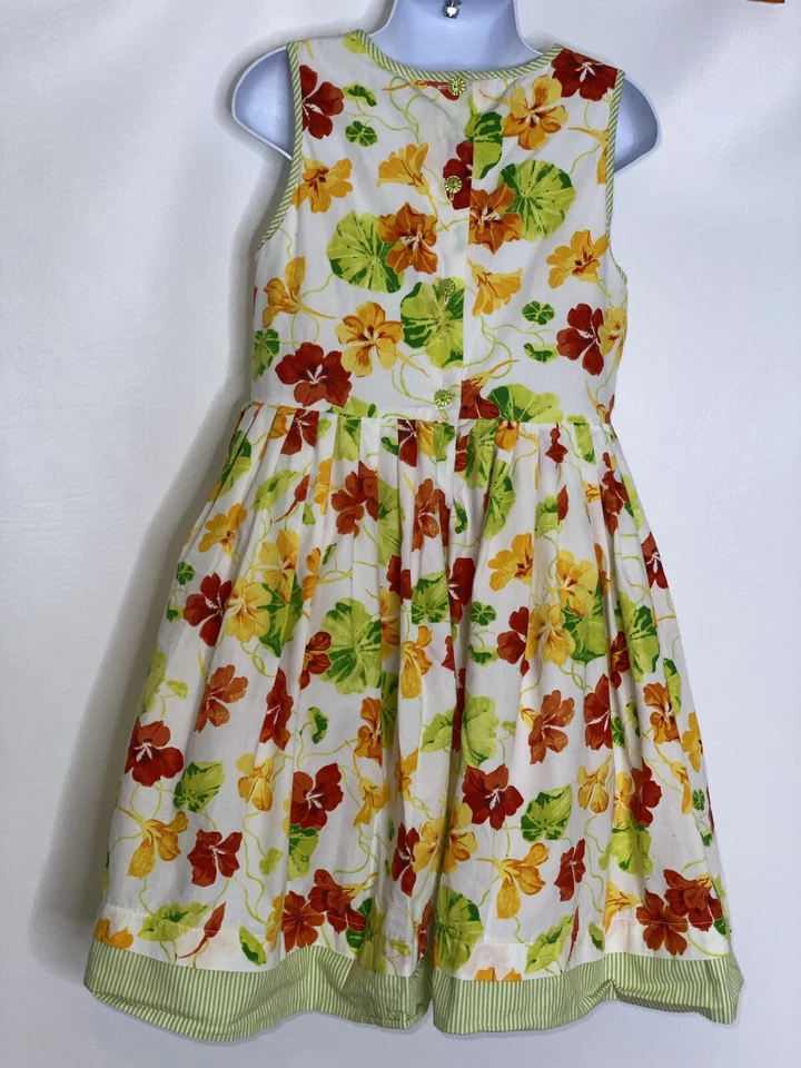 Vestido Polly & Friends feminino floral sem mangas acabamento Seersucker tamanho 6x - Imagem 2 de 3