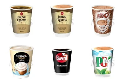 NESCAFE KENCO DOUWE EGBERTS CADBURY 56/60 Hot Cups 2Go Core 12oz InCup Foil Seal Drink Nescafe &Go Compatible Coffee