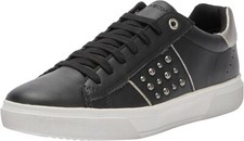 Geox Kids Girls Nettuno Black Sneakers Shoes Zip Studded Low Top Sz 38 US 5.5