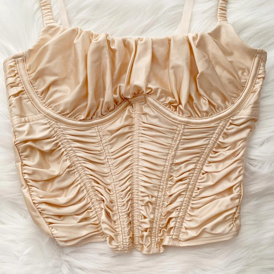 Gilly Hicks - Beige ruched corset top, XS - Image 2 of 4