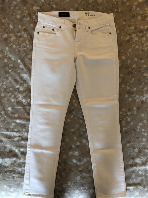 JCrew Toothpick Skinny Ankle Jeans, White, Size 27