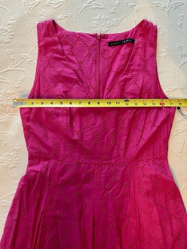 NWT Nordstrom Ivanka Trump Dark Pink Eyelet Sleeveless Barbie core Dress Size 10 - Picture 7 of 9
