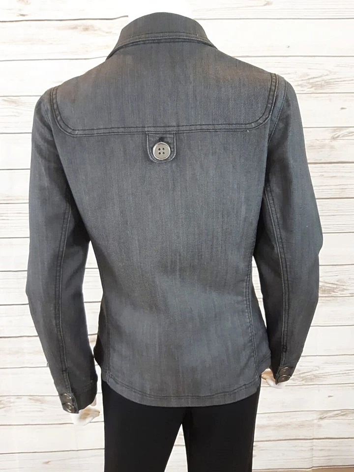 prAna Womens Denim Jean Jacket Sz S Black Stretch Button Up Long Sleeves Blazer - Изображение 4 из 4