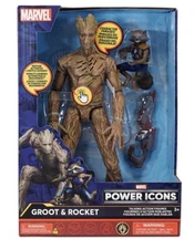 Marvel Power Icons Talking Groot and Rocket action figures Guardians Kid Toy