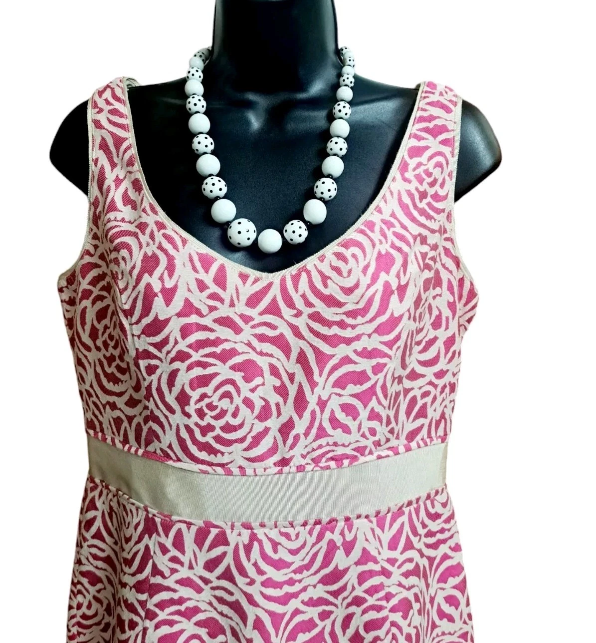 OFF WHITE Abito tubino donna Maggie London rosa bianco sporco floreale taglia 8 colorato classico