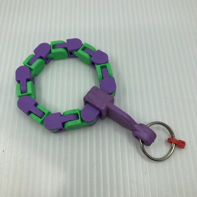 Vintage 1990s Klixx Keychain Key Ring Purple & Green Fidget Toy