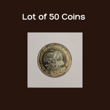 LOT OF 50 COINS  20 PESO MEXICANOS 700 A&Ntilde;OS FUNDACION LUNAR 50 MONEDAS DE 20