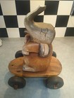 Vintage Hand Carved Folk Art Wooden Elephant Without Tusks Figurine — photo 1