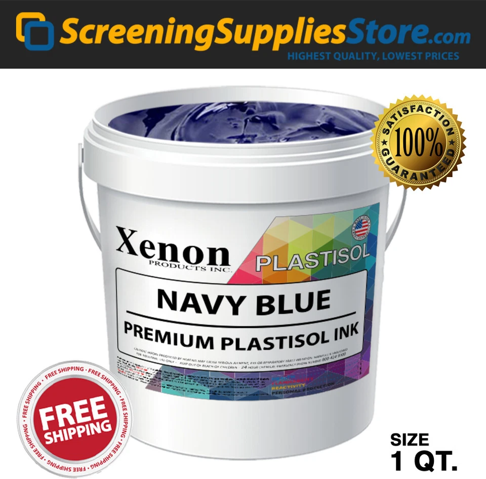 XENON SCREENINGSUPPLIESSTORE Xenon® - Navy Blue Plastisol Ink for Screen Printing - 1 Quart - 32oz