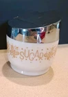 Vintage GEMCO Milk Glass Butterfly Gold Sugar Bowl Flip Lid USA