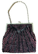 Walborg Beaded Purse Clutch Black And Burgundy Vintage