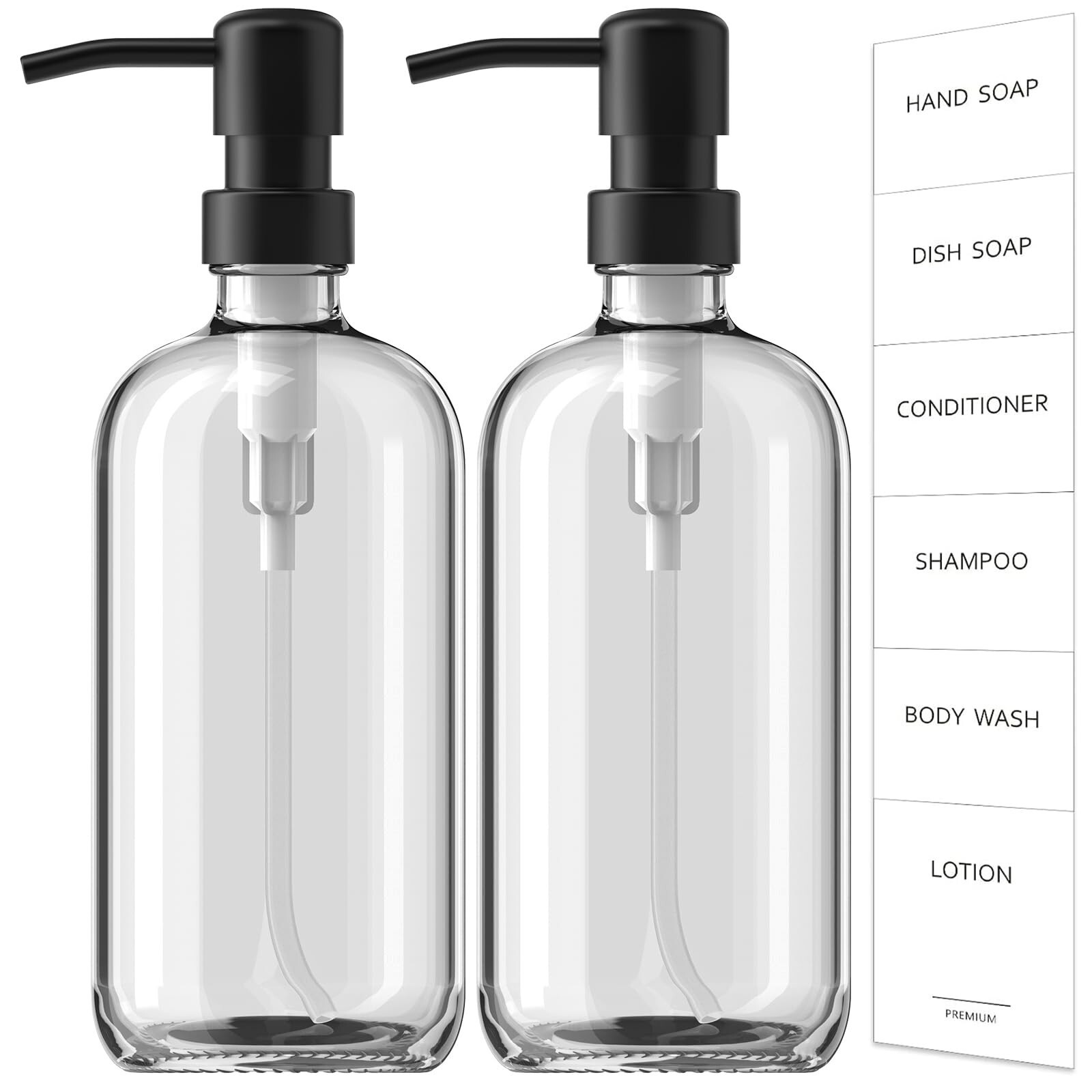 2-Pack GMISUN Clear Glass Soap Pump Dispenser for Bathroom - Quick Shipping