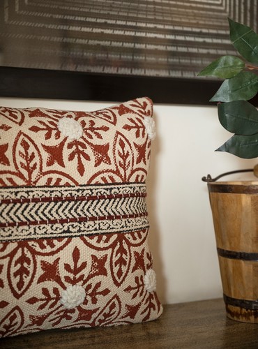 Handmade 16x24 Inch Block Print Cushion Cover - Boho Rustic Decorative Pillow - Picture 6 of 6