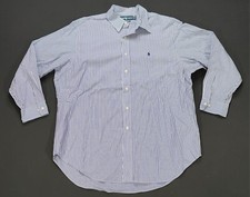 Rare VTG RALPH LAUREN Classic Fit Pinstriped Dress Shirt 90s Polo Blue SZ 17 1/2