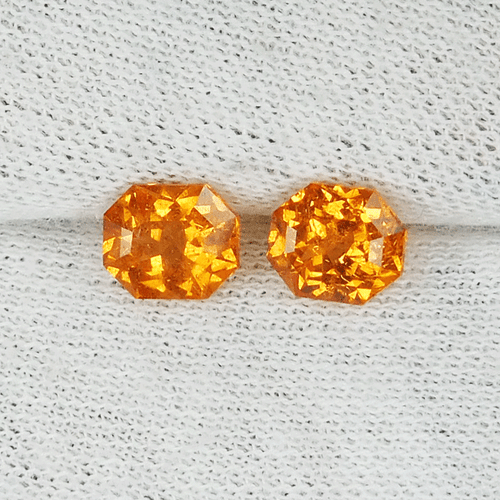 2.58Cts Best Luster Fanta Arancione Naturale Granato Mandarino Coppia Ottagoni Fantasia...!! - Foto 2 di 3