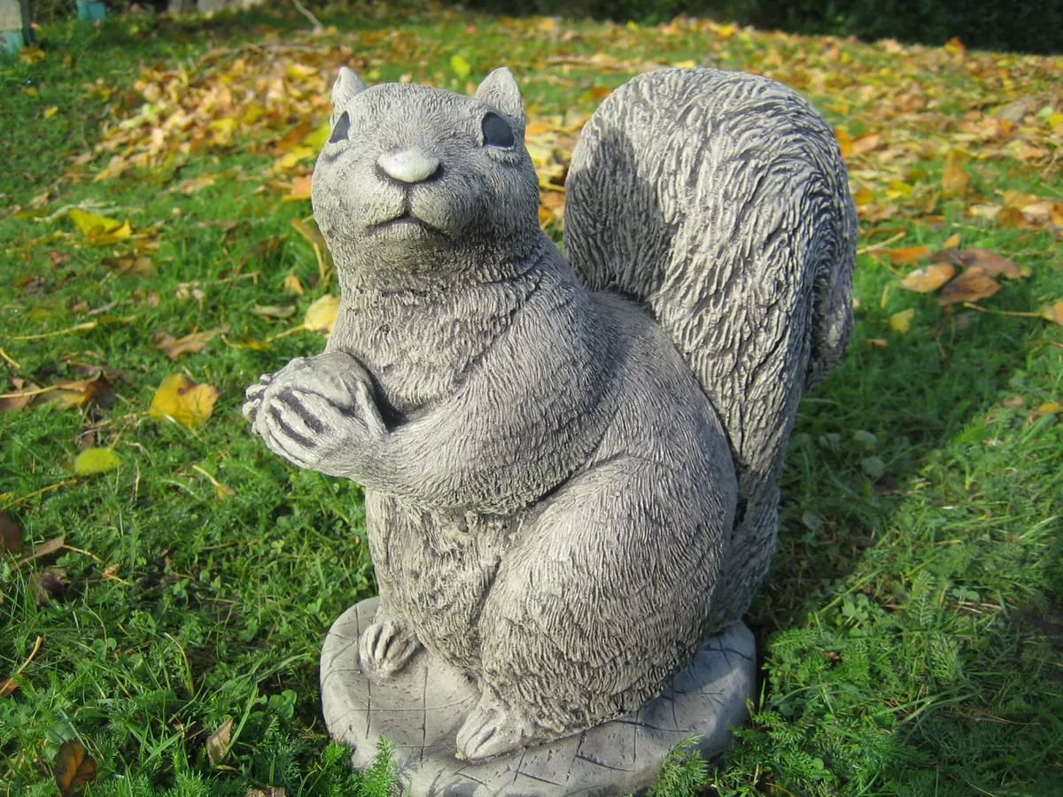 Squirrel stone garden ornament Many more ornaments in my shop