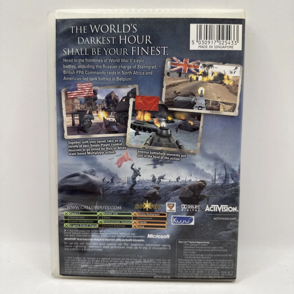 Call Of Duty Finest Hour Microsoft Xbox Original Game With Manual PAL Ex Rental - Image 2 of 4