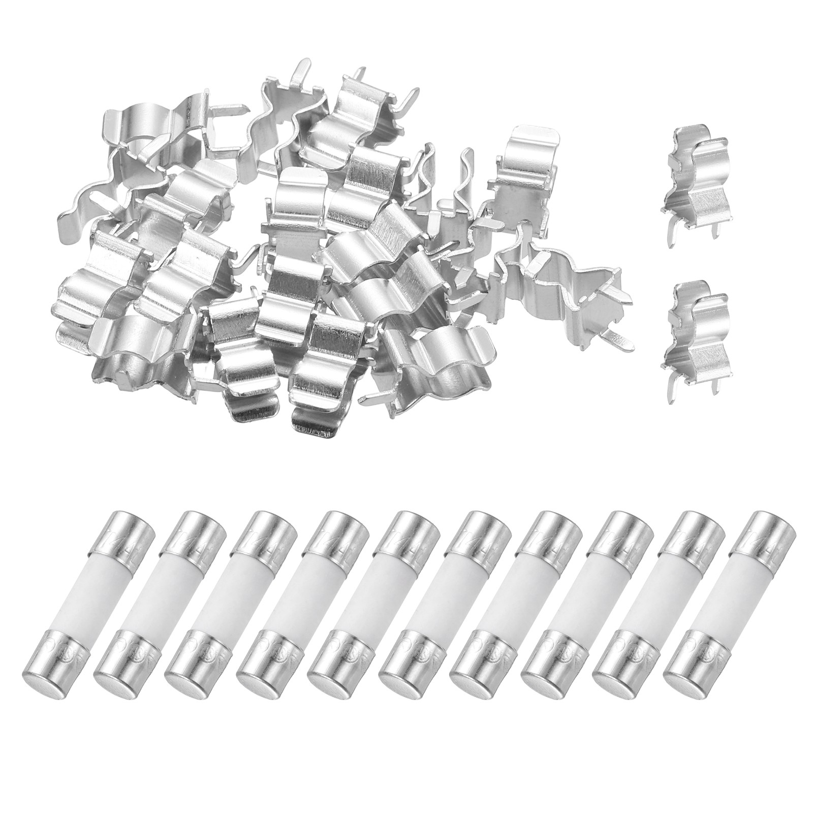 10pcs 4A 250V 5x20mm Slow Blow Ceramic Fuse with 20pcs Clips