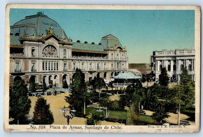 Santiago Chile Postcard Plaza de Armas Santiago de Chile c1930's Vintage