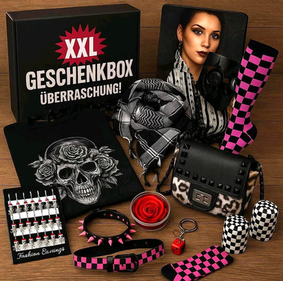 Suprice Geschenkbox, Überraschunggsbox Biker Metall Gothic Emo Frau Girl Posten