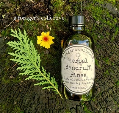 dandruff rinse ,  herbal scalp cleanse , vinegar acv rinse , aforagerscollective