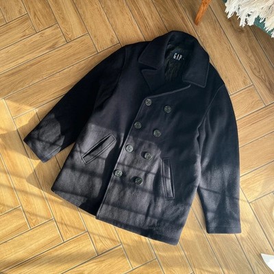 GAP Men Wool Coat   Classic Winter Overcoat, Mantel Schwarz, M