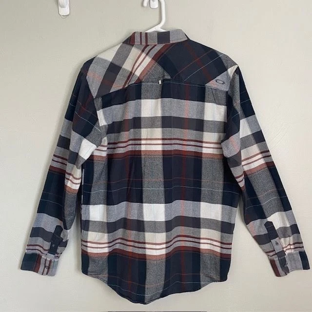 Camisa a Cuadros Oakley Gris Negro Franela Para Hombre Talla Grande Algodón Abotonada Senderismo  Foto 3 de 4