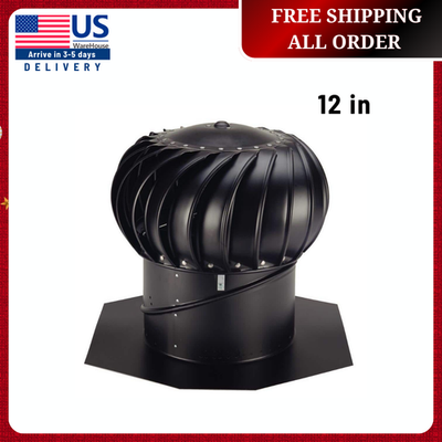 #ad LOMANCO 12 in. Black Aluminum Internally Braced Whirlybird Wind Turbine $75.59