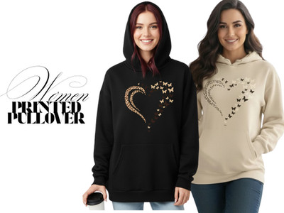 Damen Bedruckte Langarm Hoodies Tops Damen Freizeit Pullover Kapuzenpullover