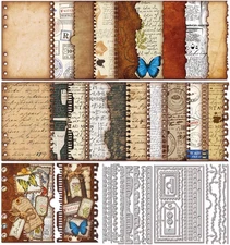 Vintage Torn Edge Interface Label Cutting Dies for DIY Scrapbooking Metal Pos...