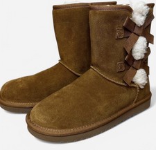 Koolaburra by UGG 1015874 Womens Victoria Short Chestnut Boots With Bows US 6