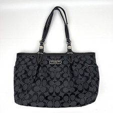 Bolso de Mano Coach Gallery East West Signature C Negro Lona Jacquard F15146 De Colección