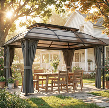 Metal Garden Gazebo Large Aluminium Structure Patio Hot Tub Shade Canopy Shelter