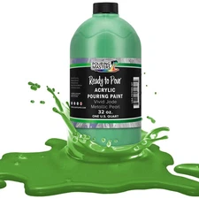 Pouring Masters Vivid Jade Metallic Pearl 32-Ounce (Quart) Acrylic Pouring Paint
