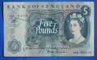 1967 Bank of England, Five pounds, Fforde, "X84" £5 banknote [34245]